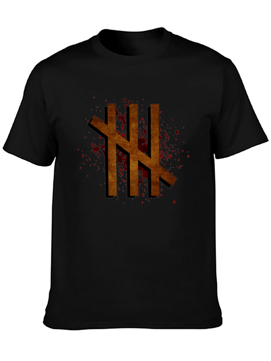 Mens Black T-Shirt with Rune Graphic