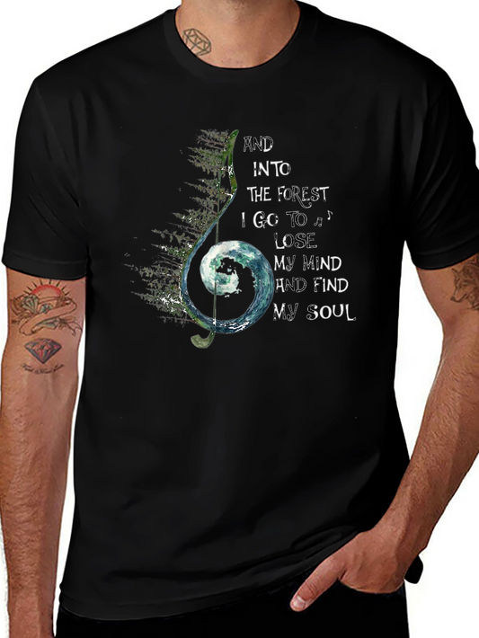 Forest Soul Black T-Shirt Music Note Design