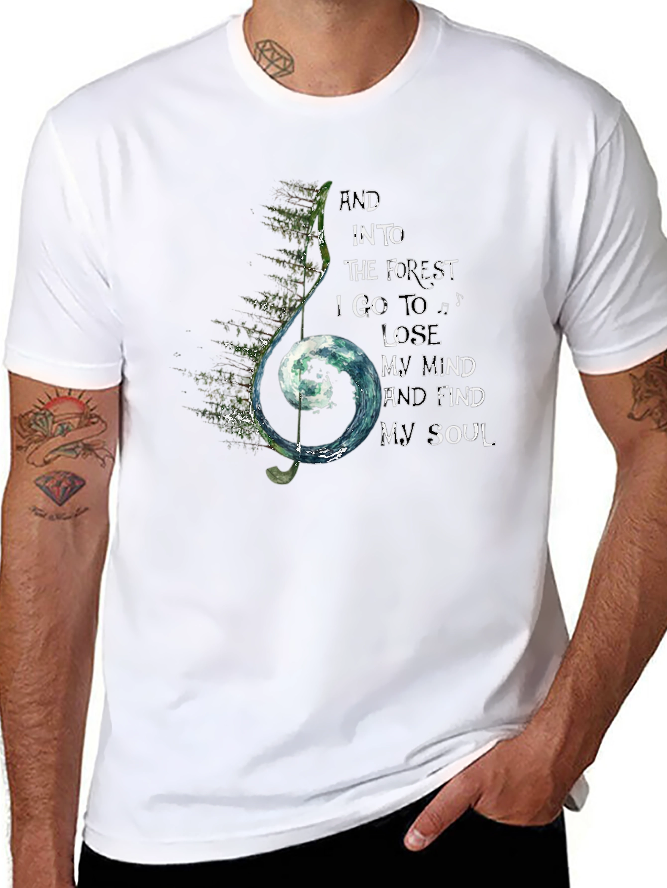 Forest Soul Black T-Shirt Music Note Design