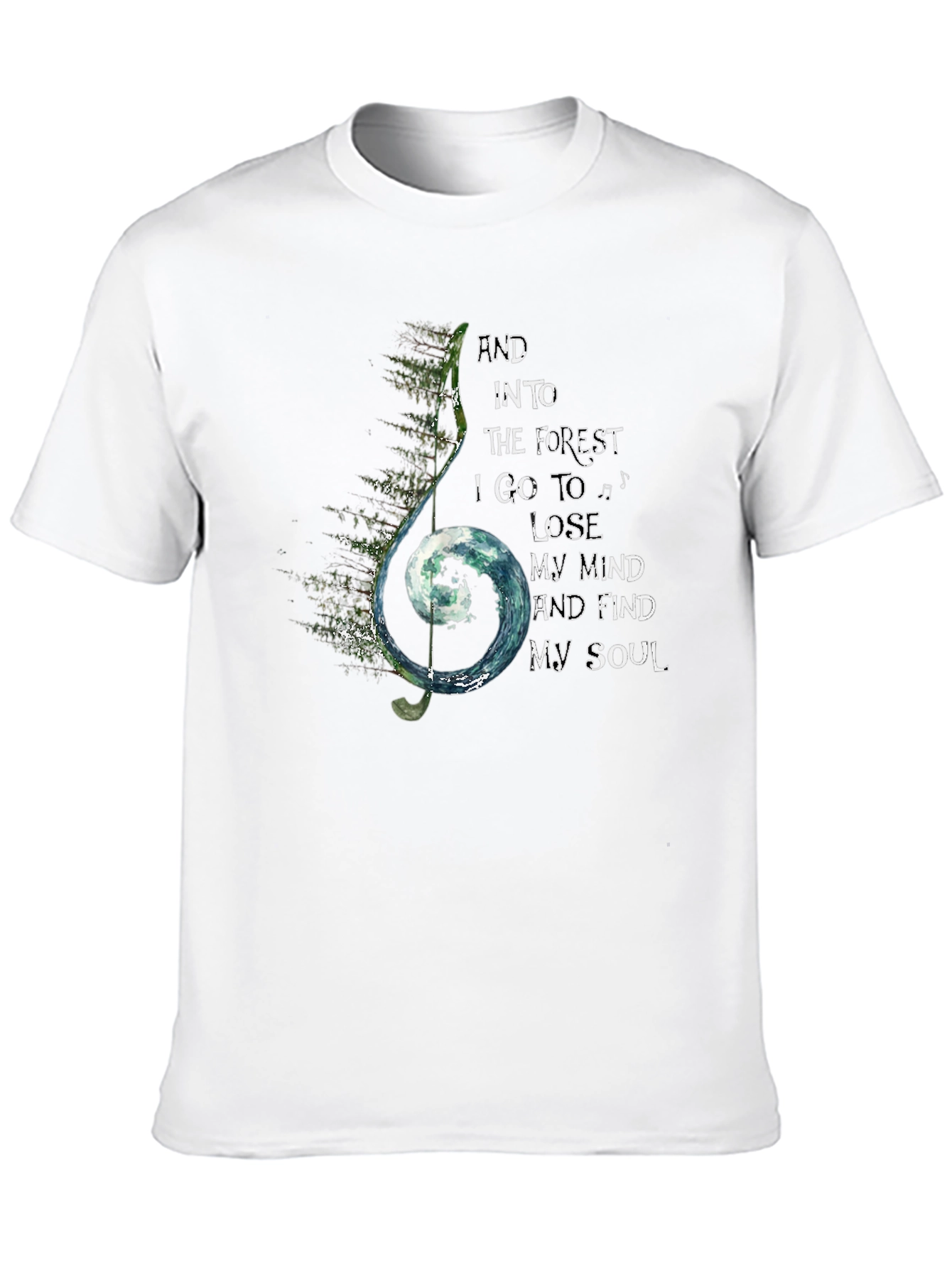 Forest Soul Black T-Shirt Music Note Design