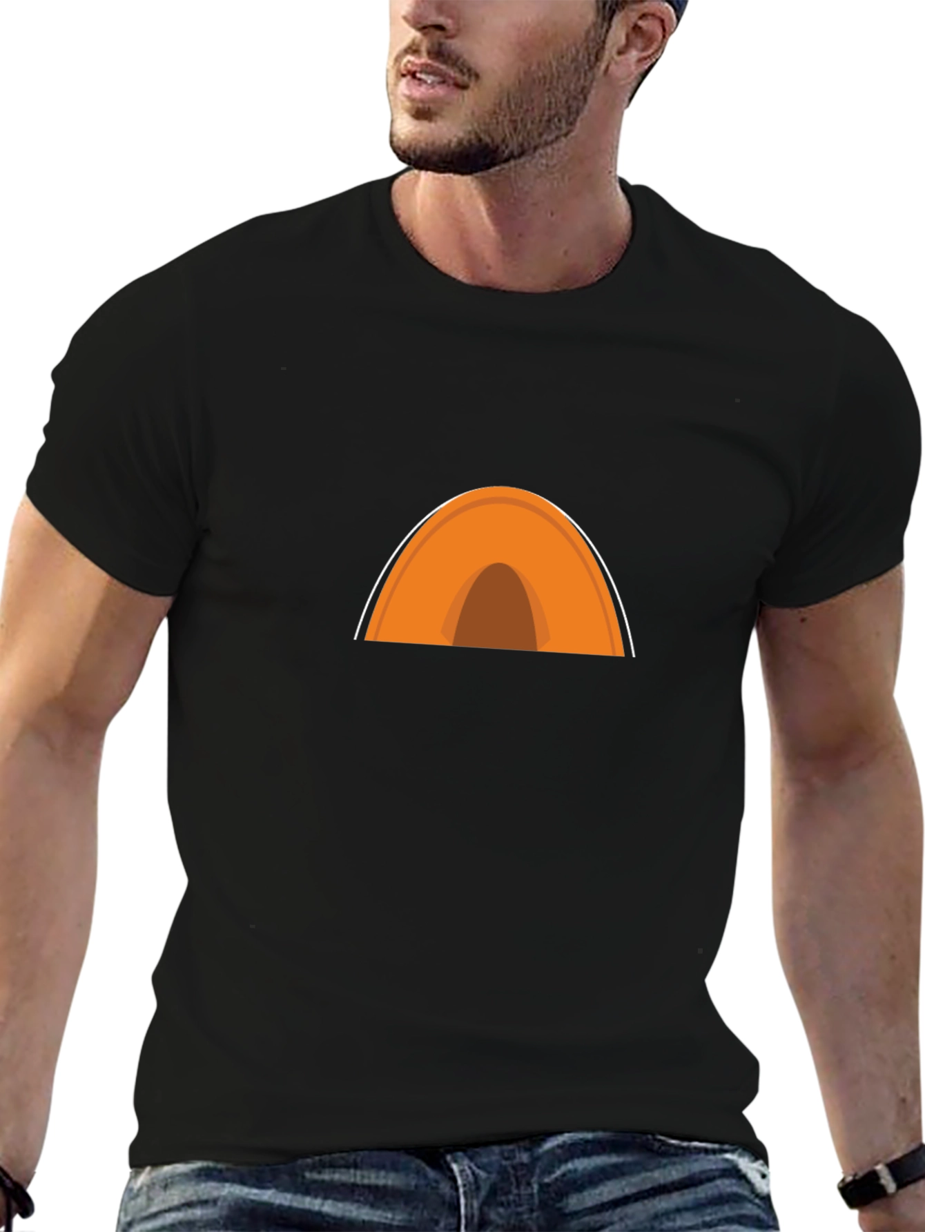 Orange Tent Graphic Black T-Shirt