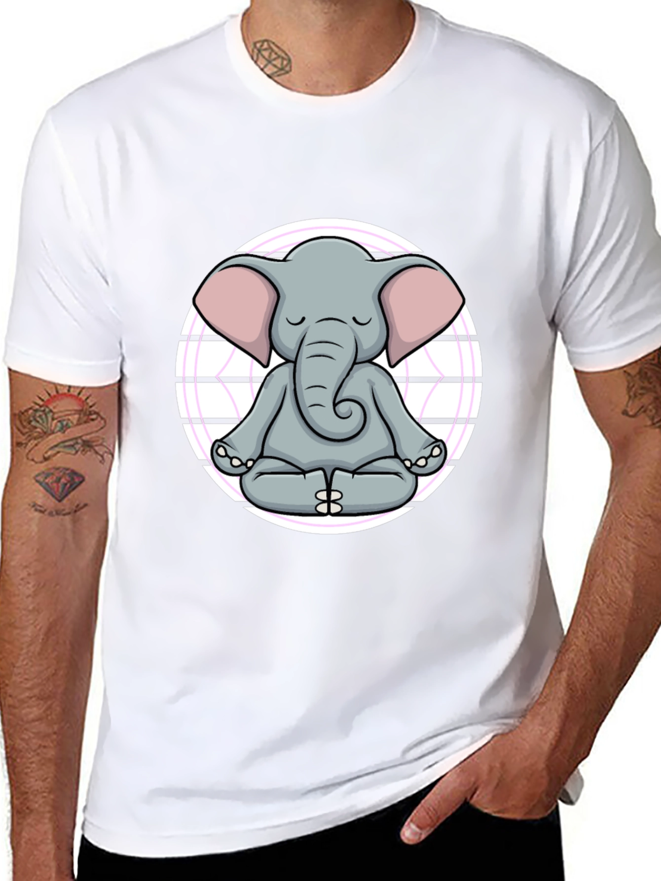 Zen Elephant T-Shirt - Meditating Cartoon Graphic Tee