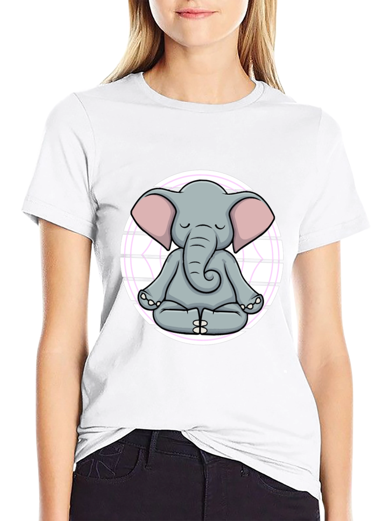 Zen Elephant T-Shirt - Meditating Cartoon Graphic Tee