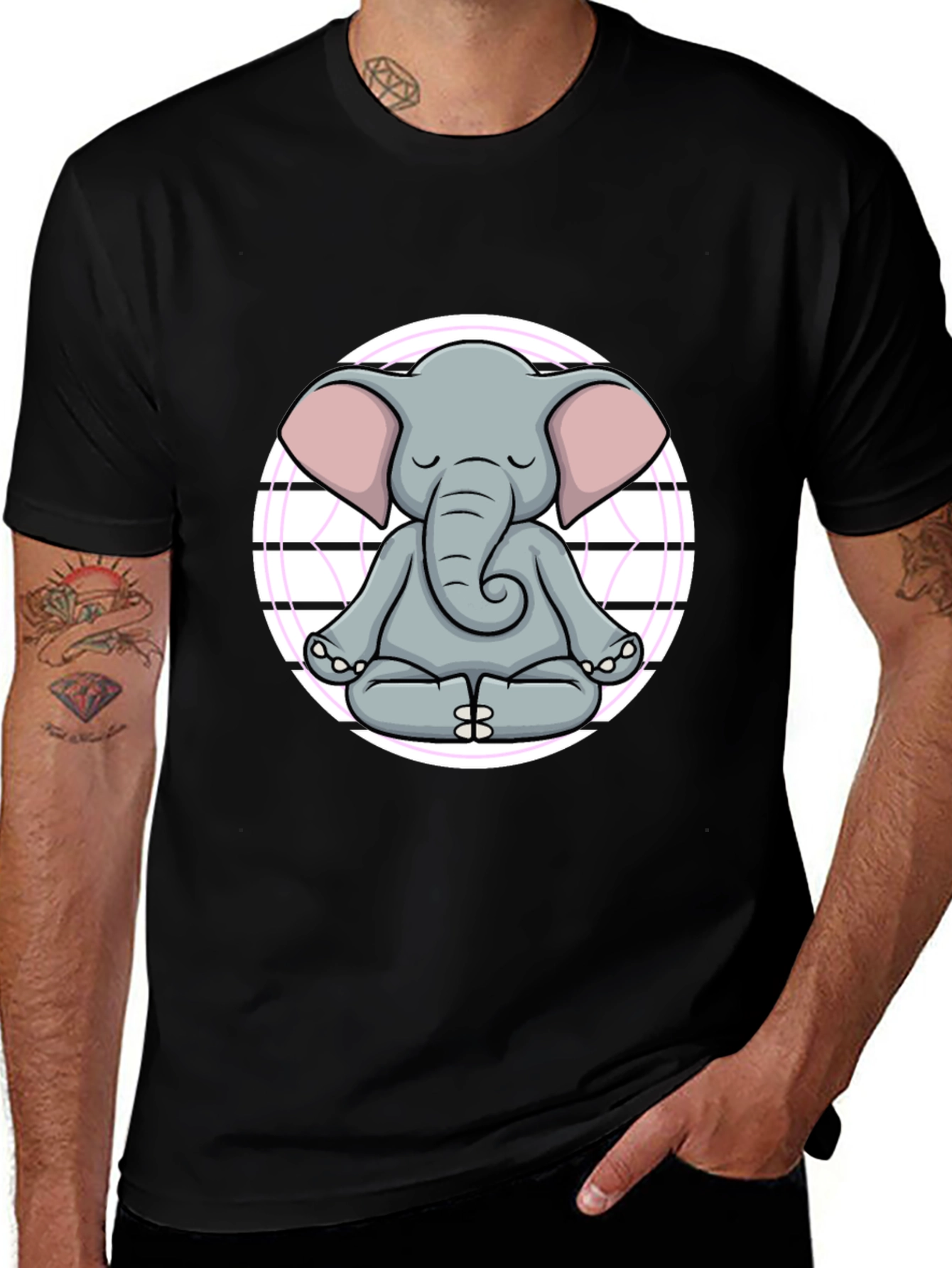 Zen Elephant T-Shirt - Meditating Cartoon Graphic Tee