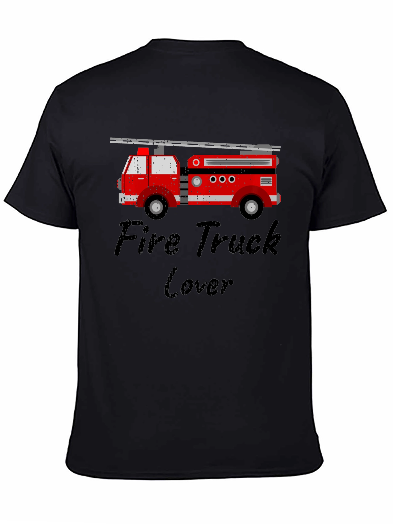 Fire Truck Lover Black T-Shirt