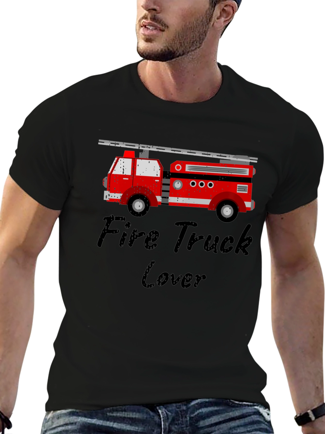 Fire Truck Lover Black T-Shirt