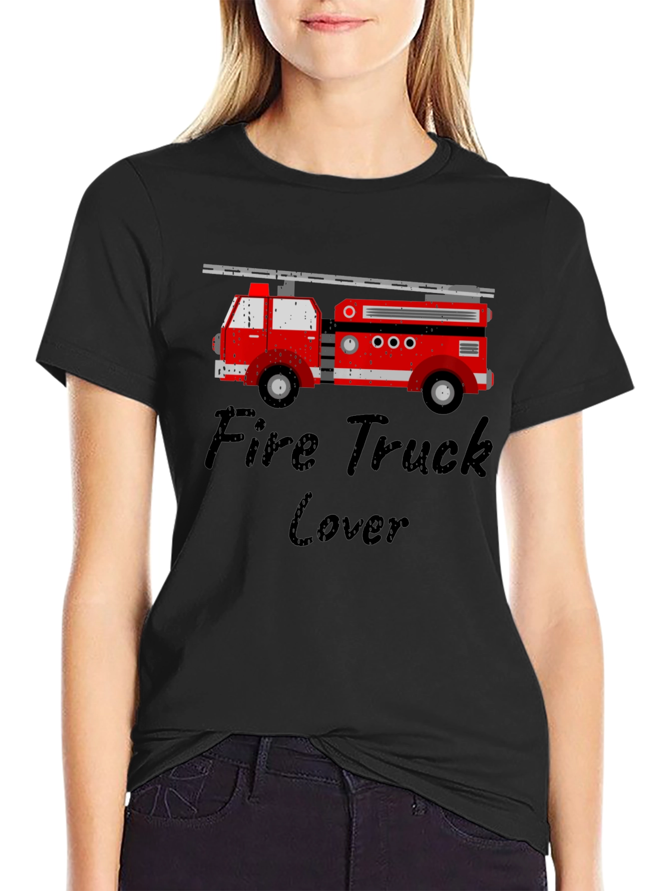 Fire Truck Lover Black T-Shirt
