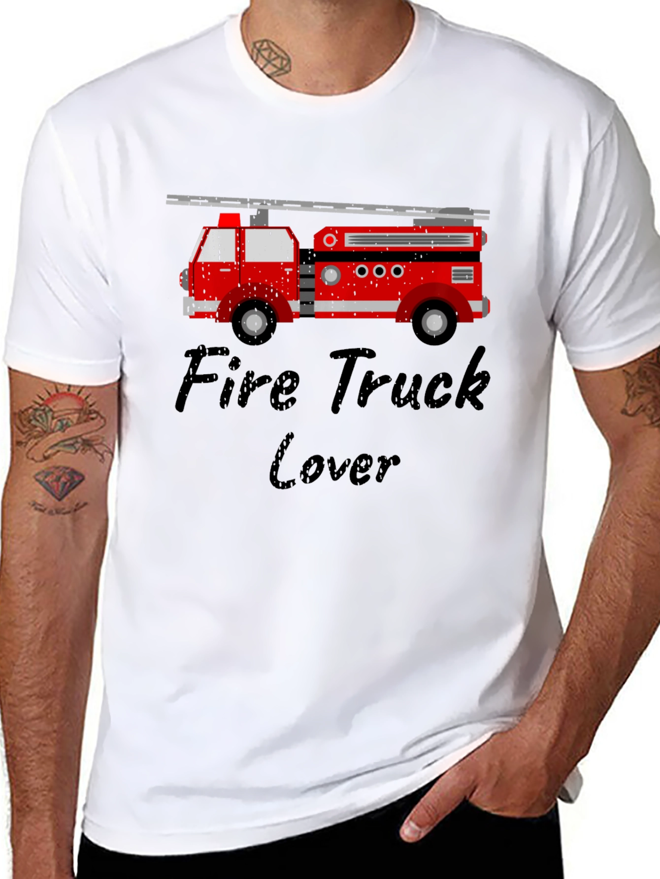 Fire Truck Lover Black T-Shirt