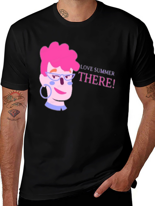 Summer Love Cartoon Graphic Black T-Shirt
