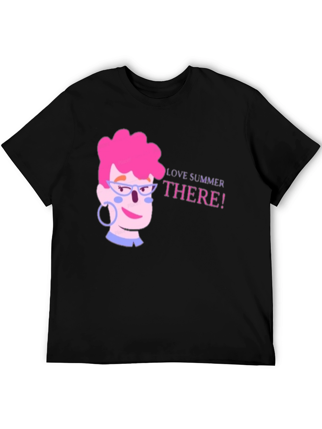 Summer Love Cartoon Graphic Black T-Shirt