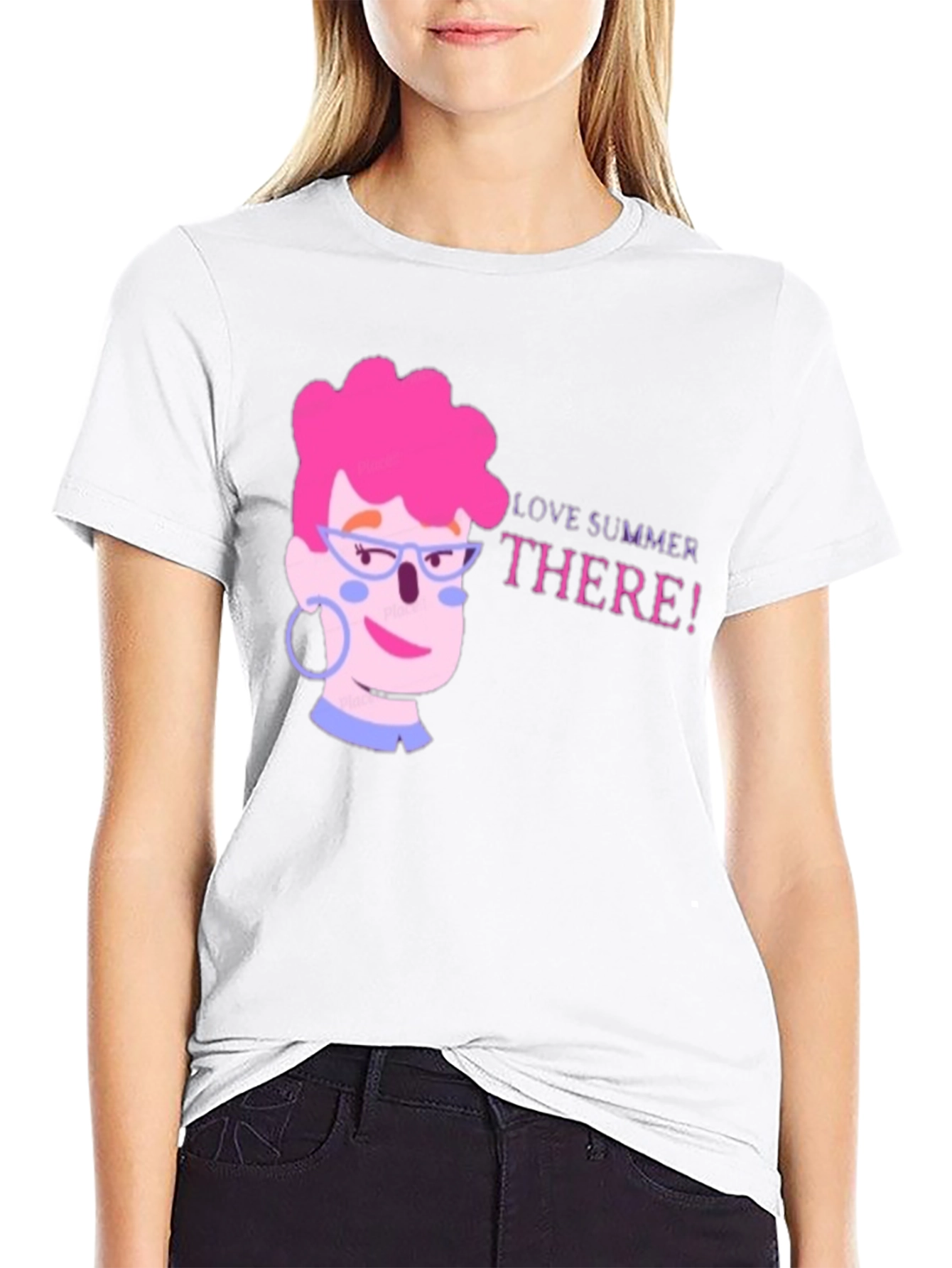 Summer Love Cartoon Graphic Black T-Shirt