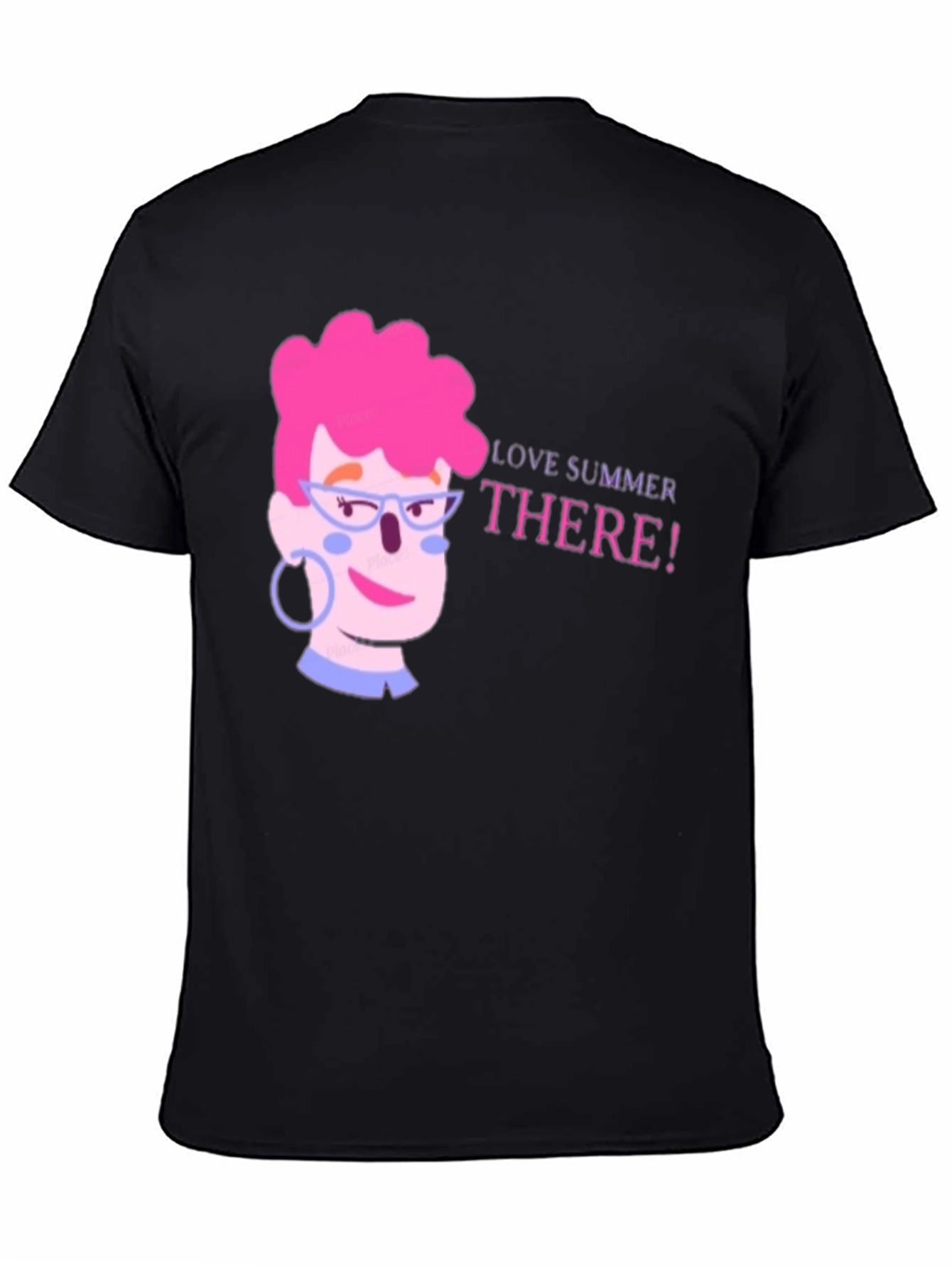 Summer Love Cartoon Graphic Black T-Shirt