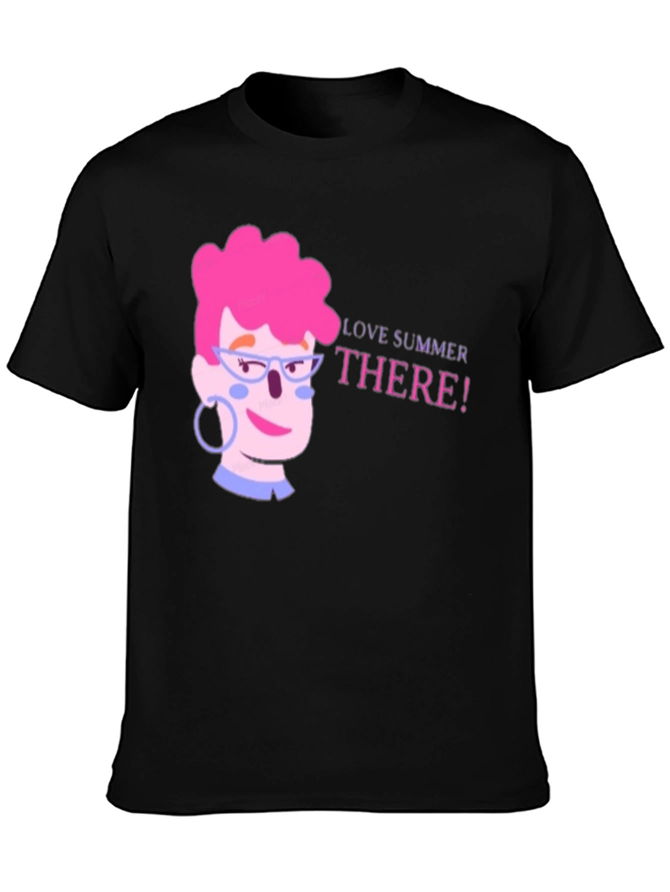 Summer Love Cartoon Graphic Black T-Shirt