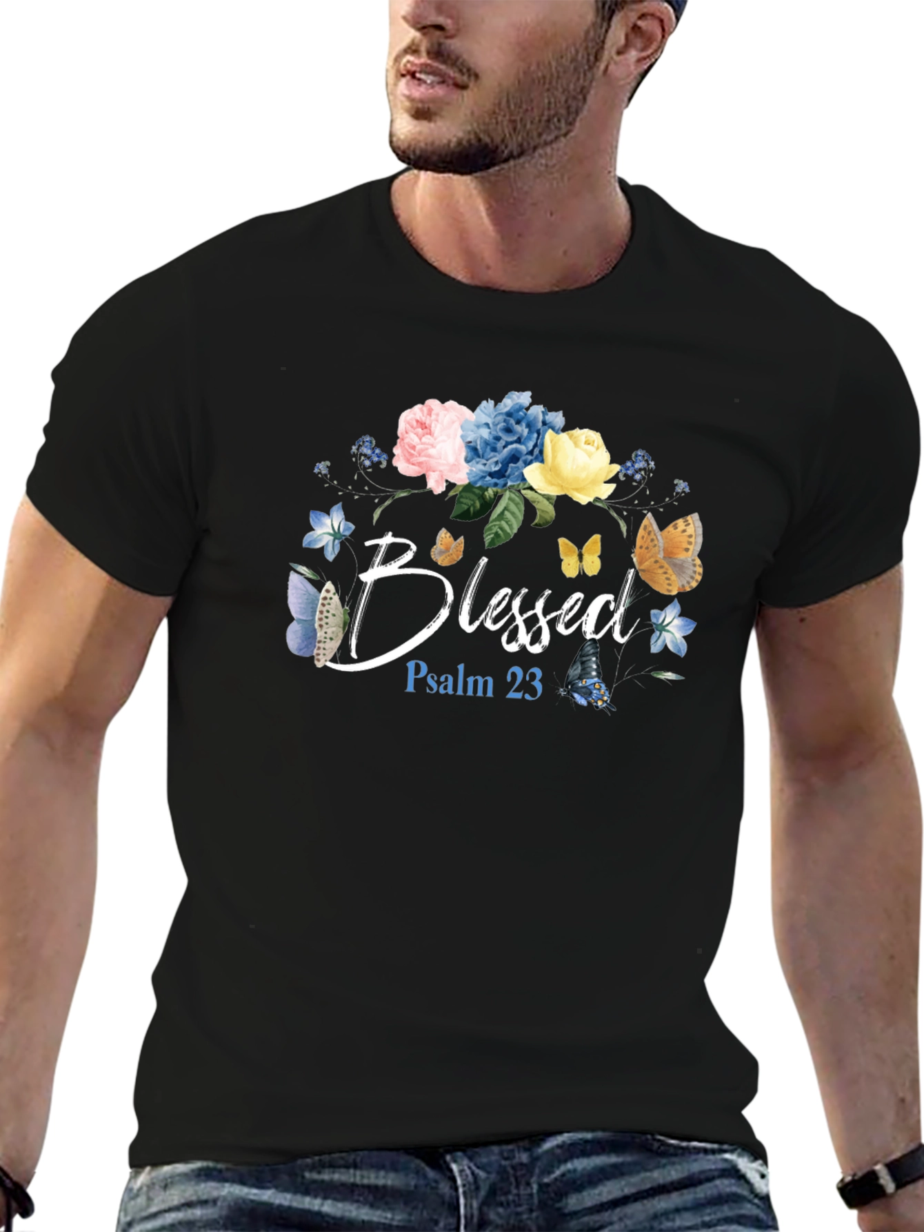 Blessed Floral T-Shirt - Psalm 23