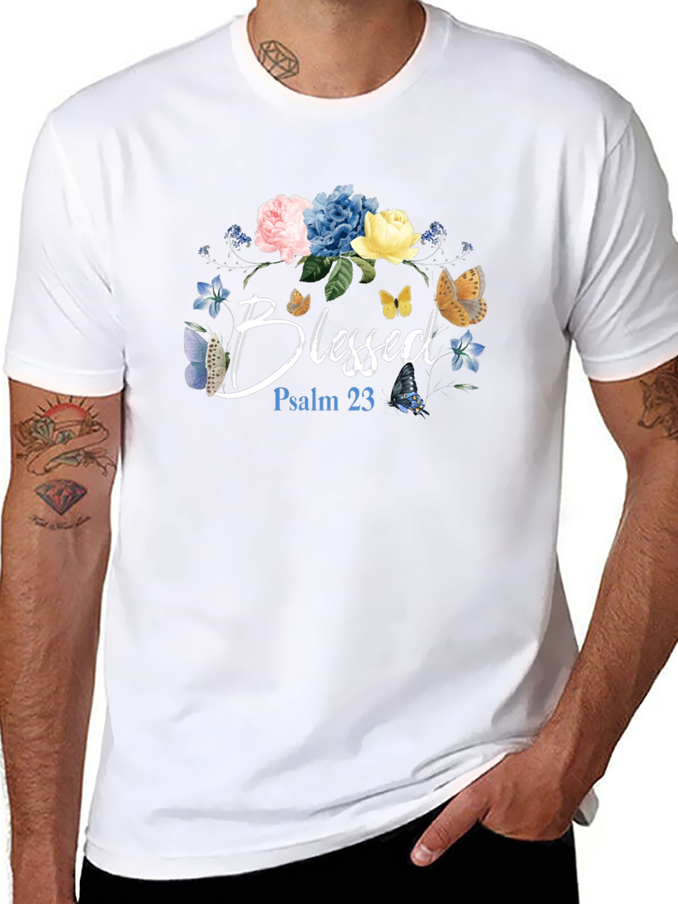 Blessed Floral T-Shirt - Psalm 23