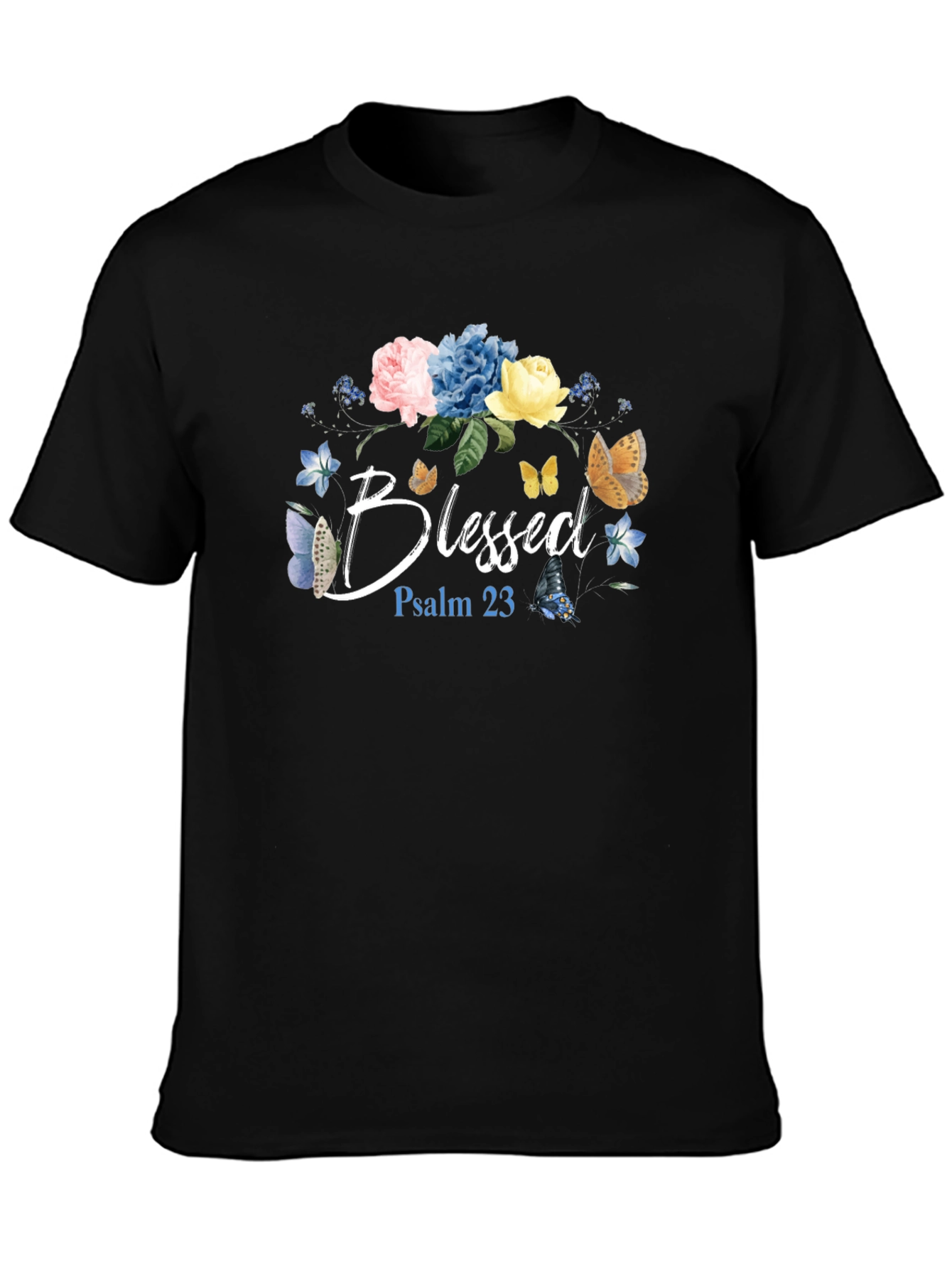 Blessed Floral T-Shirt - Psalm 23