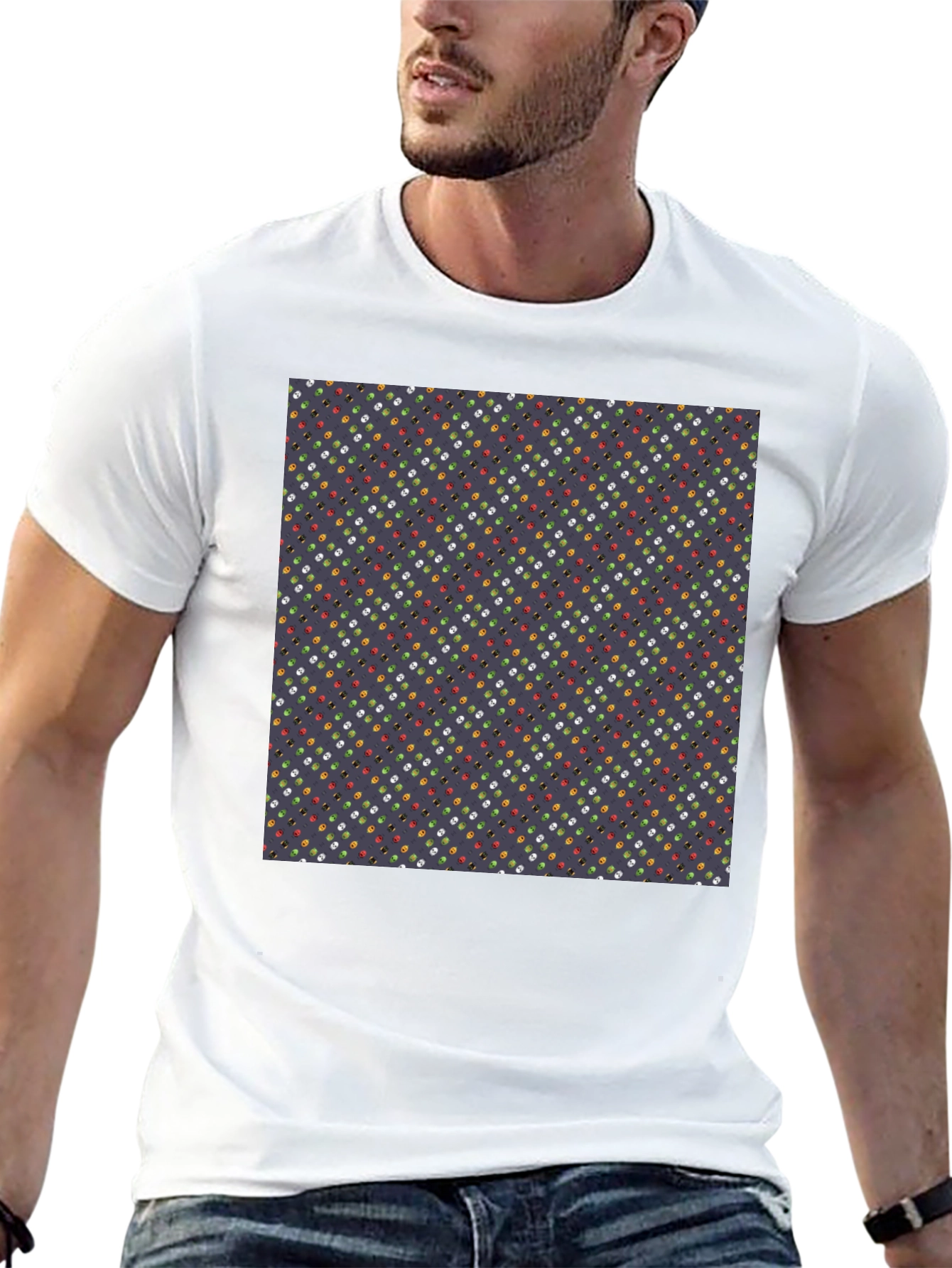 Patterned Mens Black T-Shirt