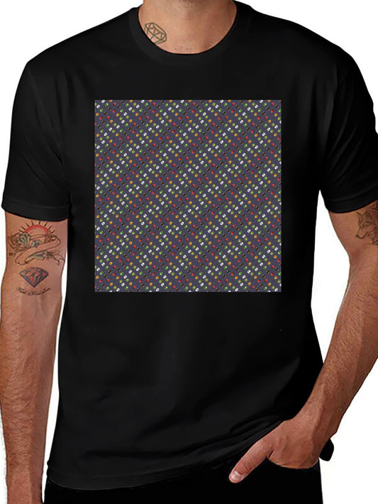 Patterned Mens Black T-Shirt