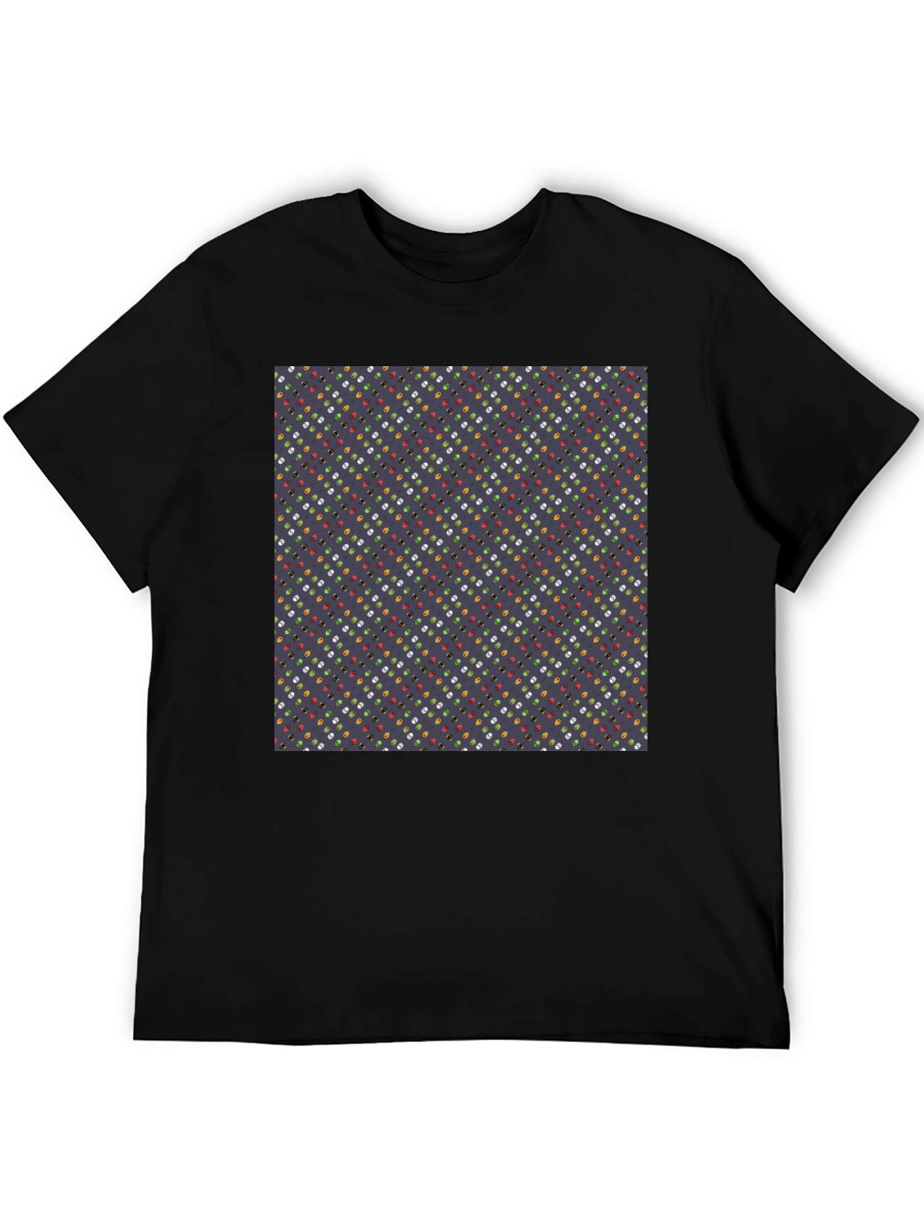 Patterned Mens Black T-Shirt