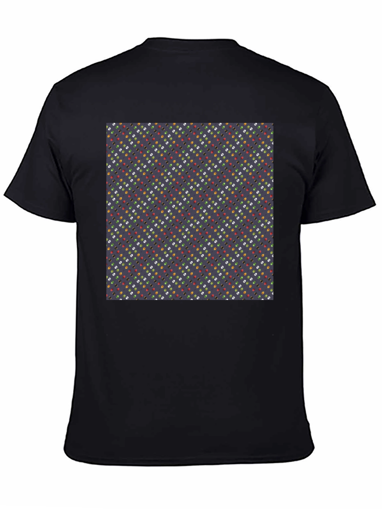 Patterned Mens Black T-Shirt