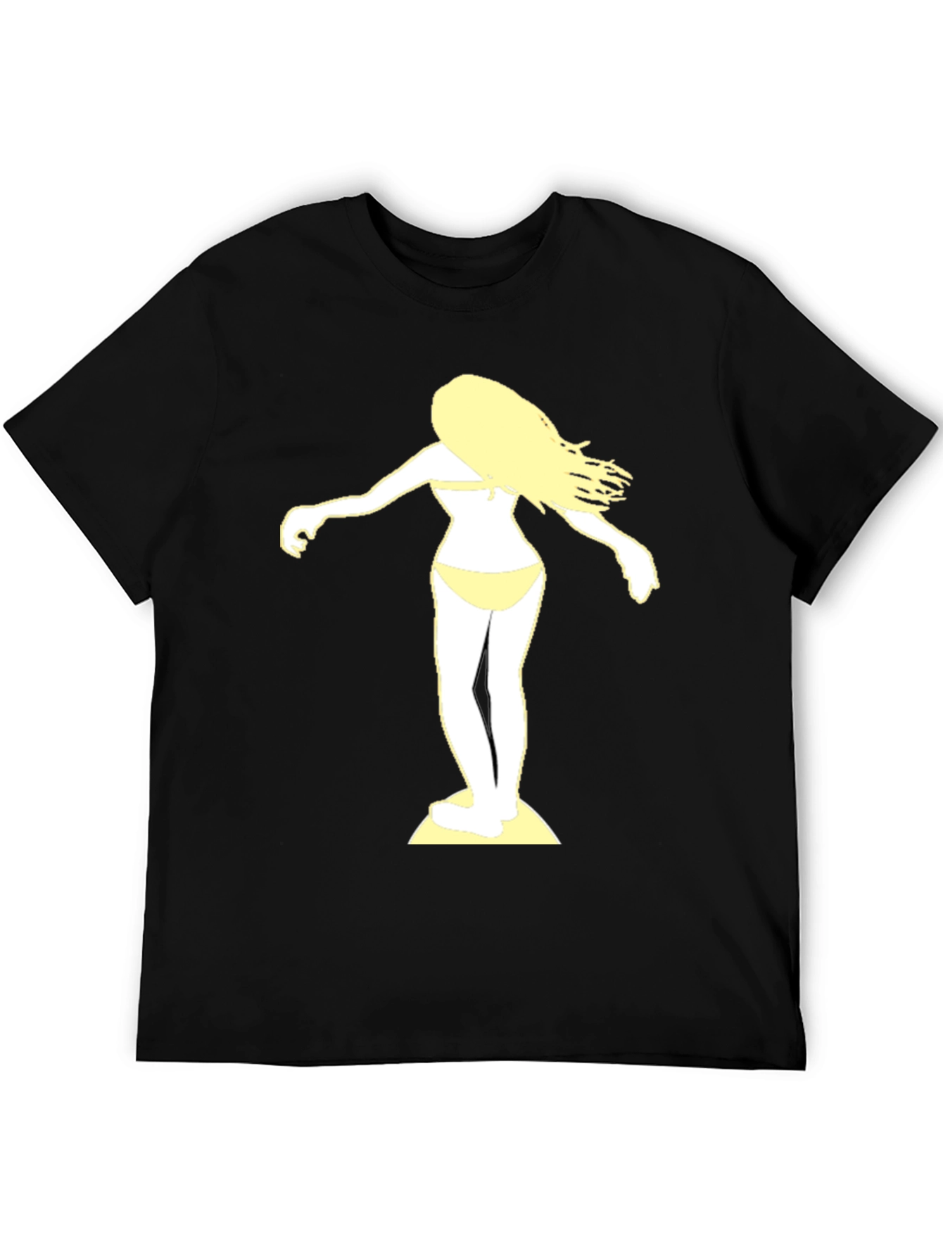 Surfer Girl Graphic Tee - Black Cotton T-Shirt
