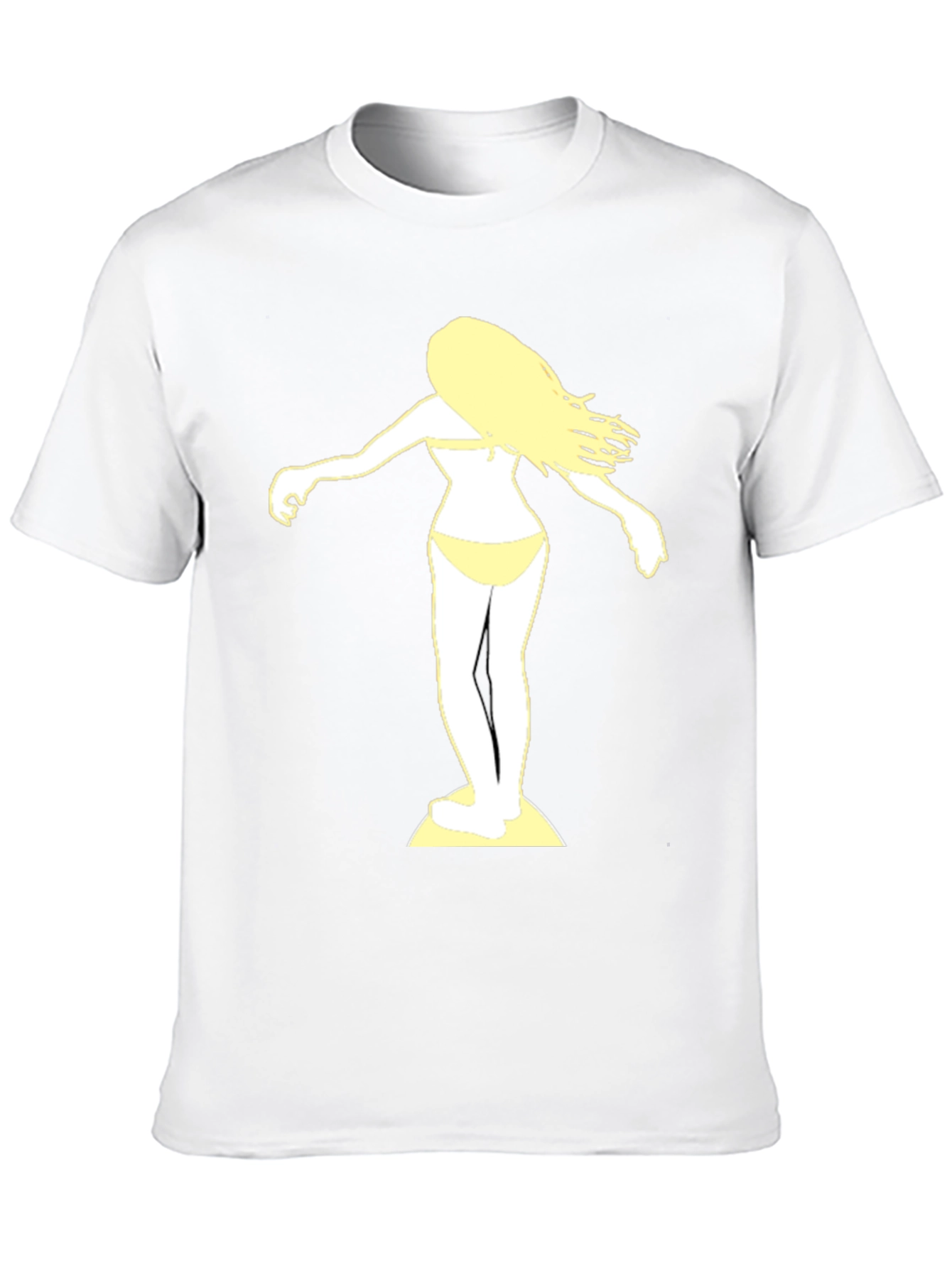 Surfer Girl Graphic Tee - Black Cotton T-Shirt