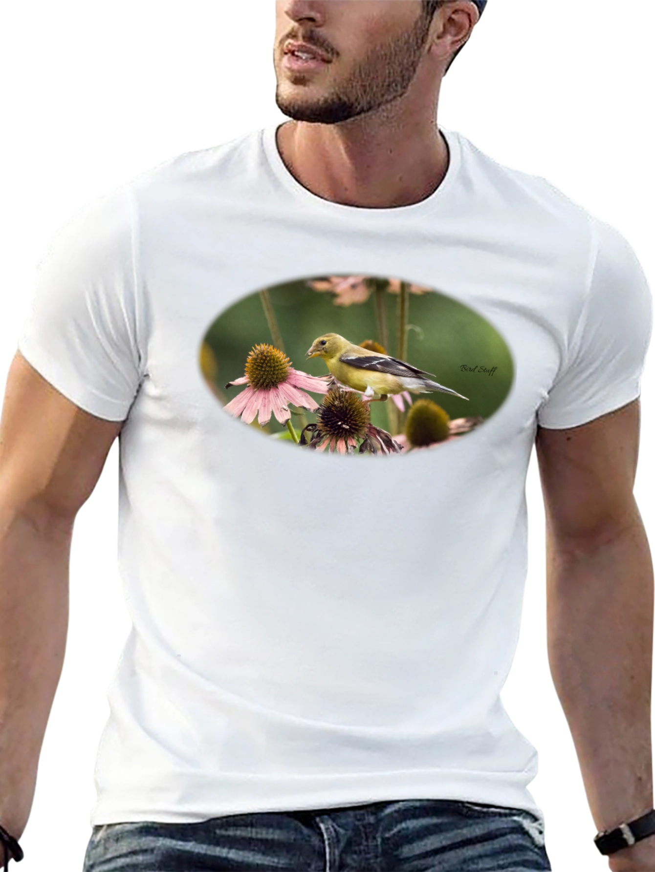 Bird on Flower Graphic T-Shirt