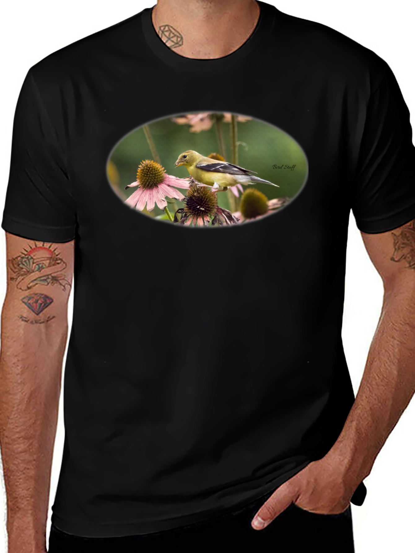 Bird on Flower Graphic T-Shirt