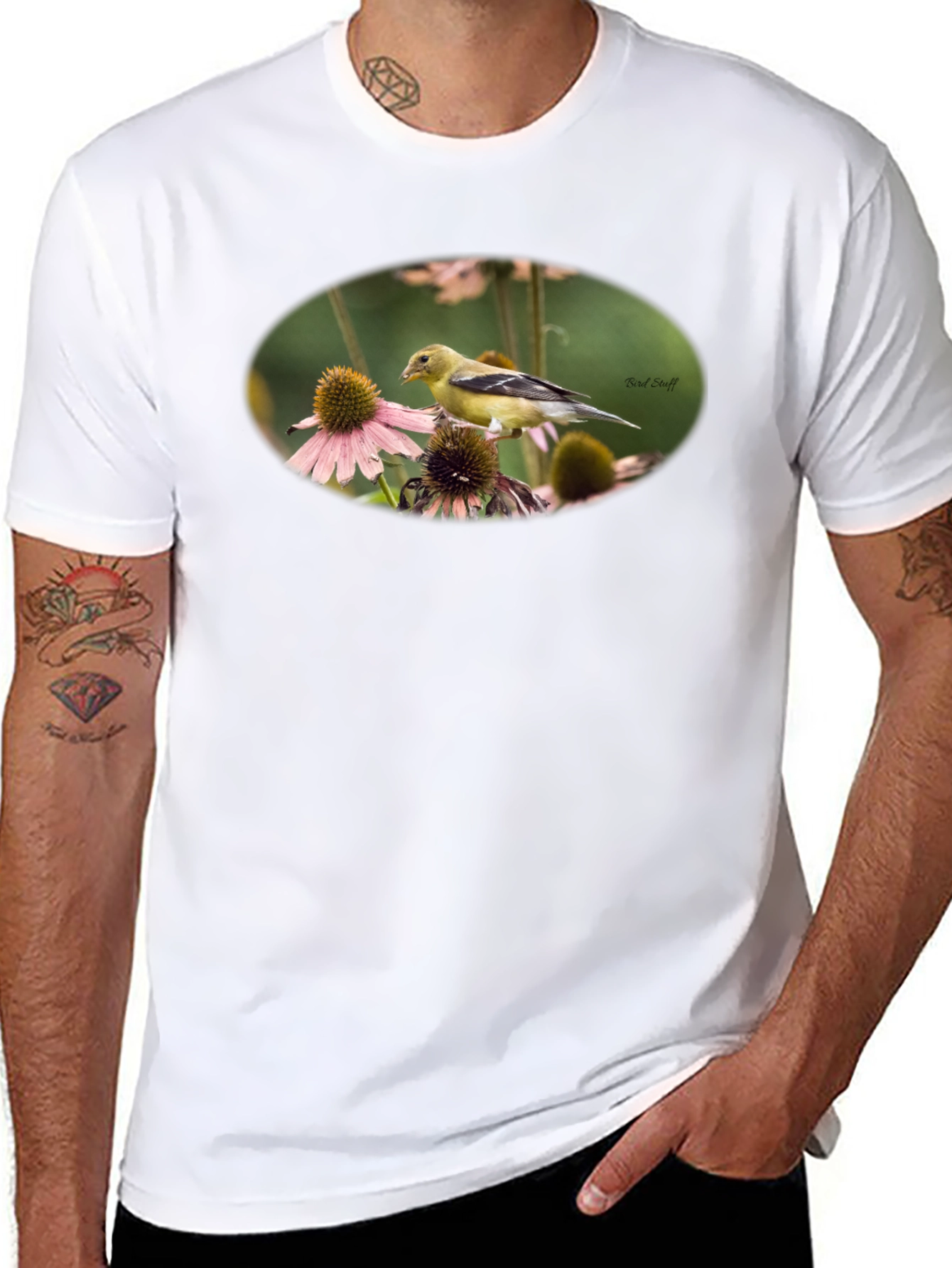 Bird on Flower Graphic T-Shirt
