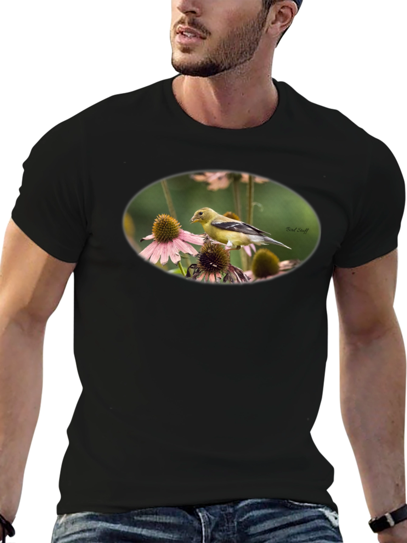 Bird on Flower Graphic T-Shirt