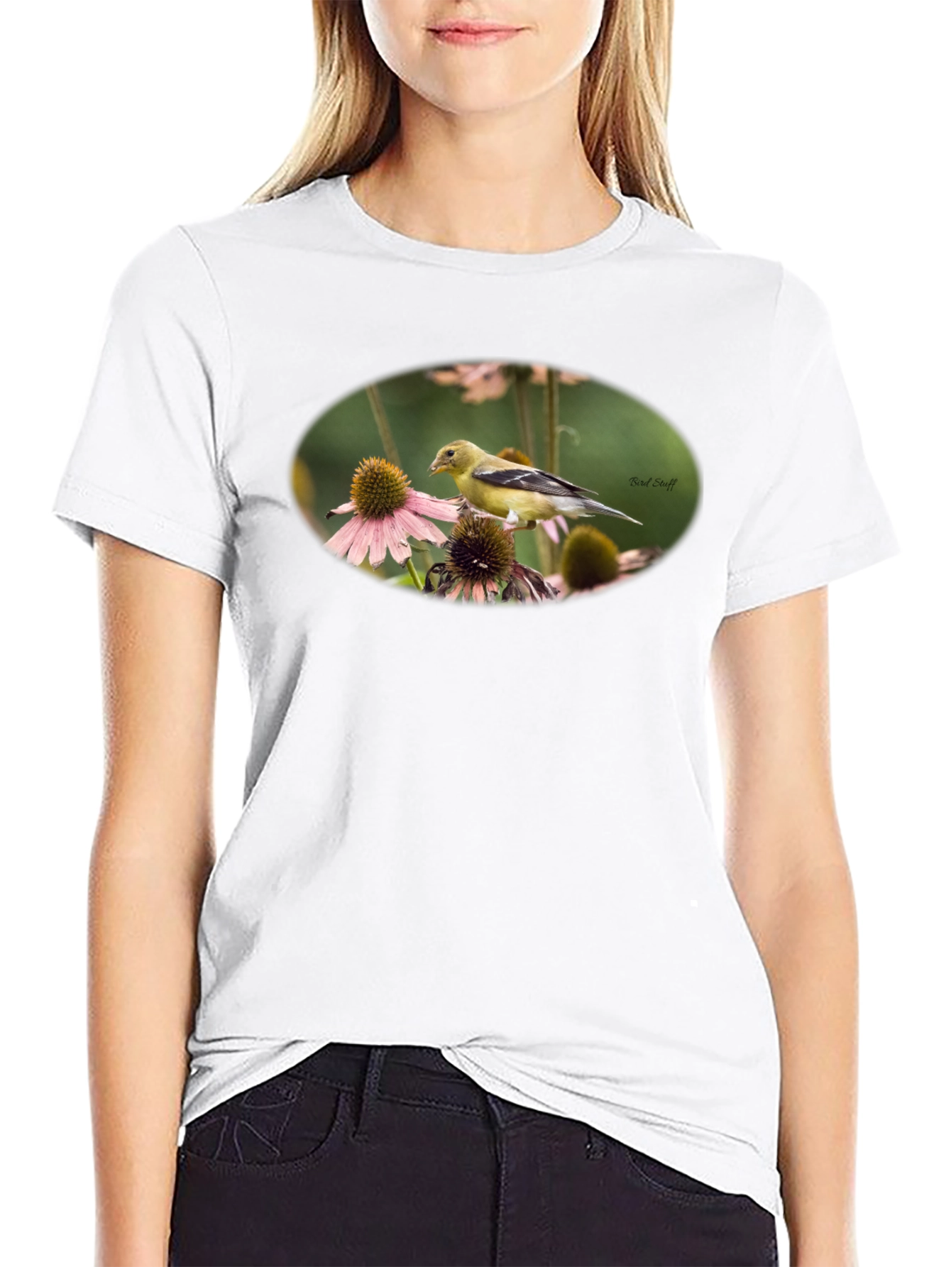 Bird on Flower Graphic T-Shirt