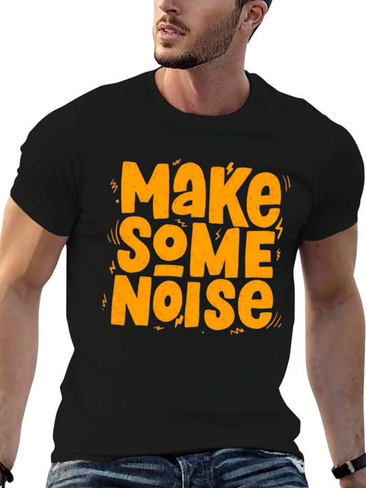 Make Some Noise Graphic Tee - Black Crew Neck T-Shirt