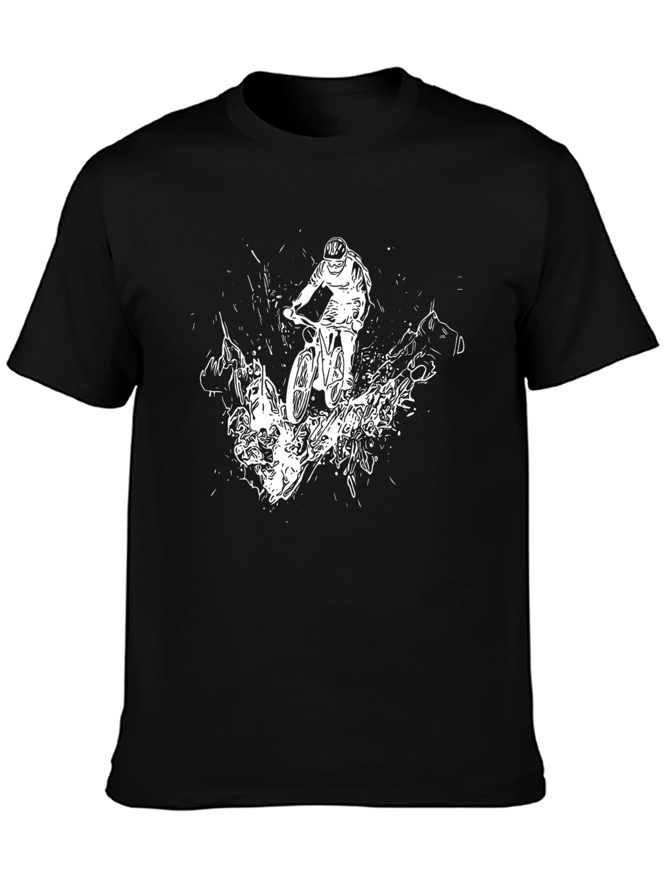 Mountain Biker Graphic Tee - Black Cotton T-Shirt