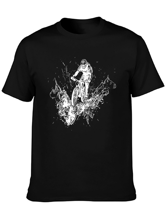 Mountain Biker Graphic Tee - Black Cotton T-Shirt
