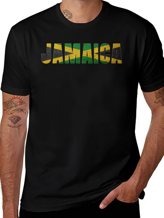 Jamaica Flag Graphic Print Black T-Shirt