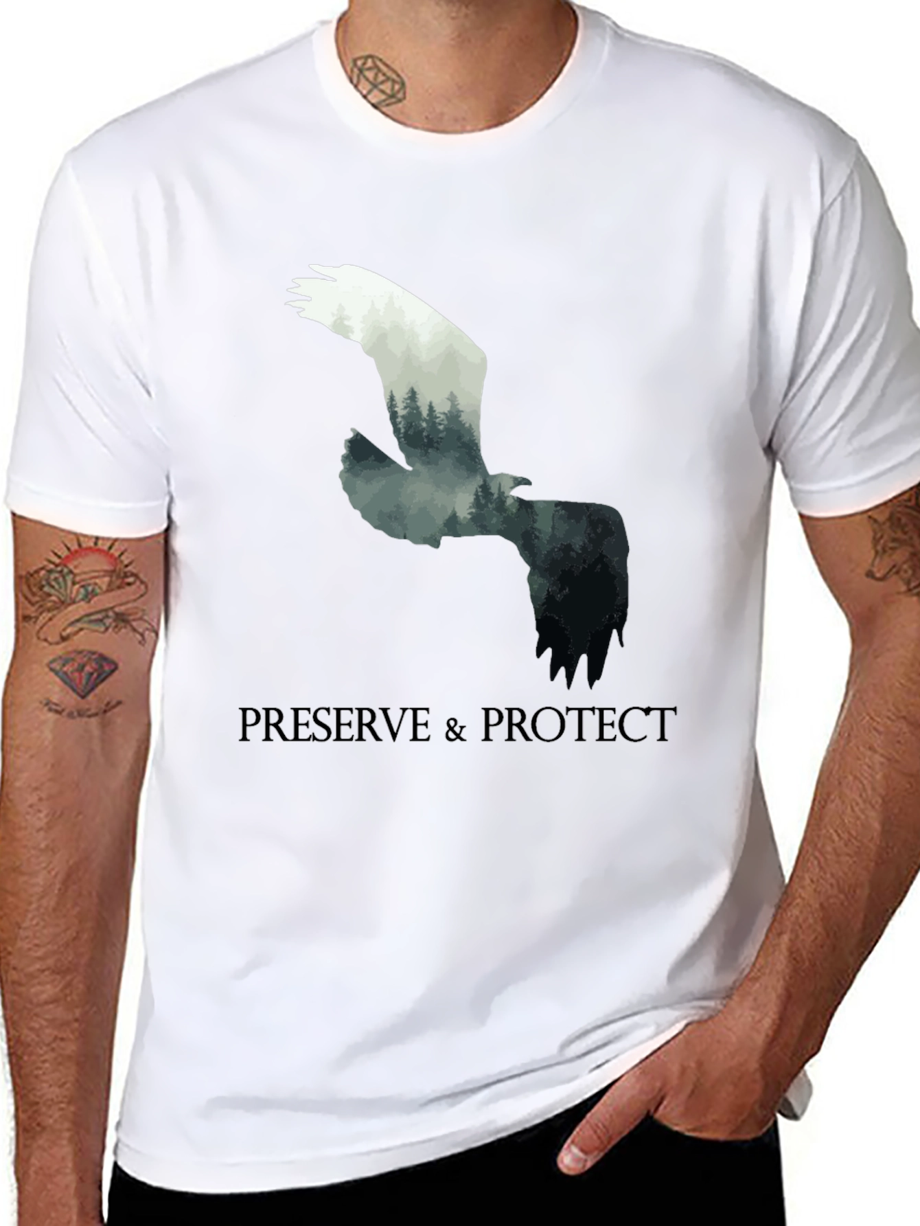 Preserve & Protect Eagle Forest Tee - Black