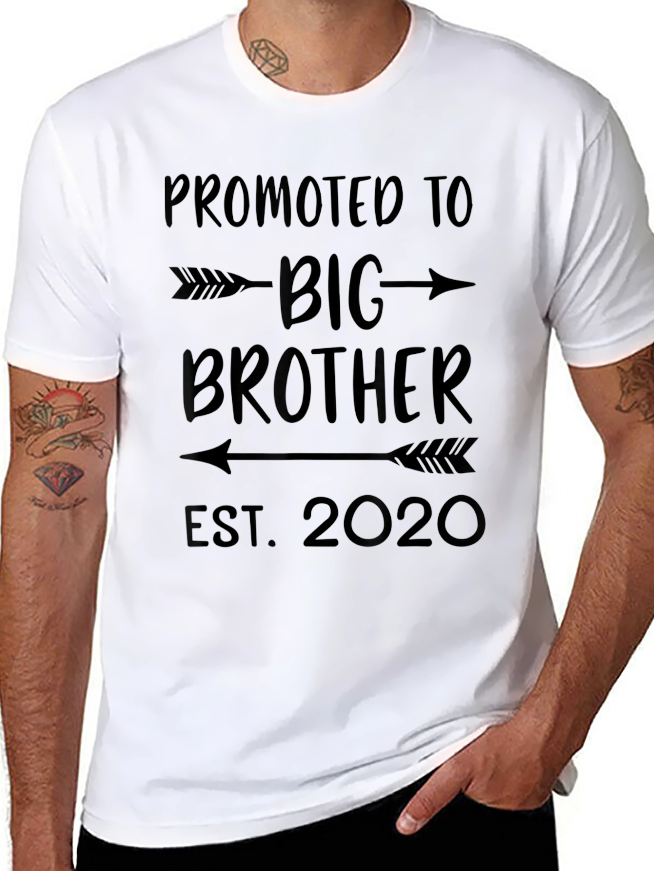 Promoted to Big Brother Est. 2020 - Black T-Shirt