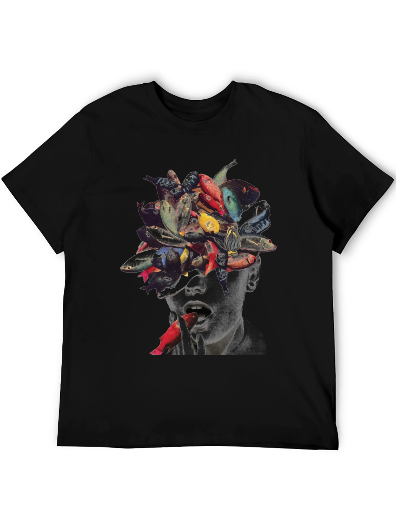 Surreal Fish Head Graphic T-Shirt - Unique Art Tee