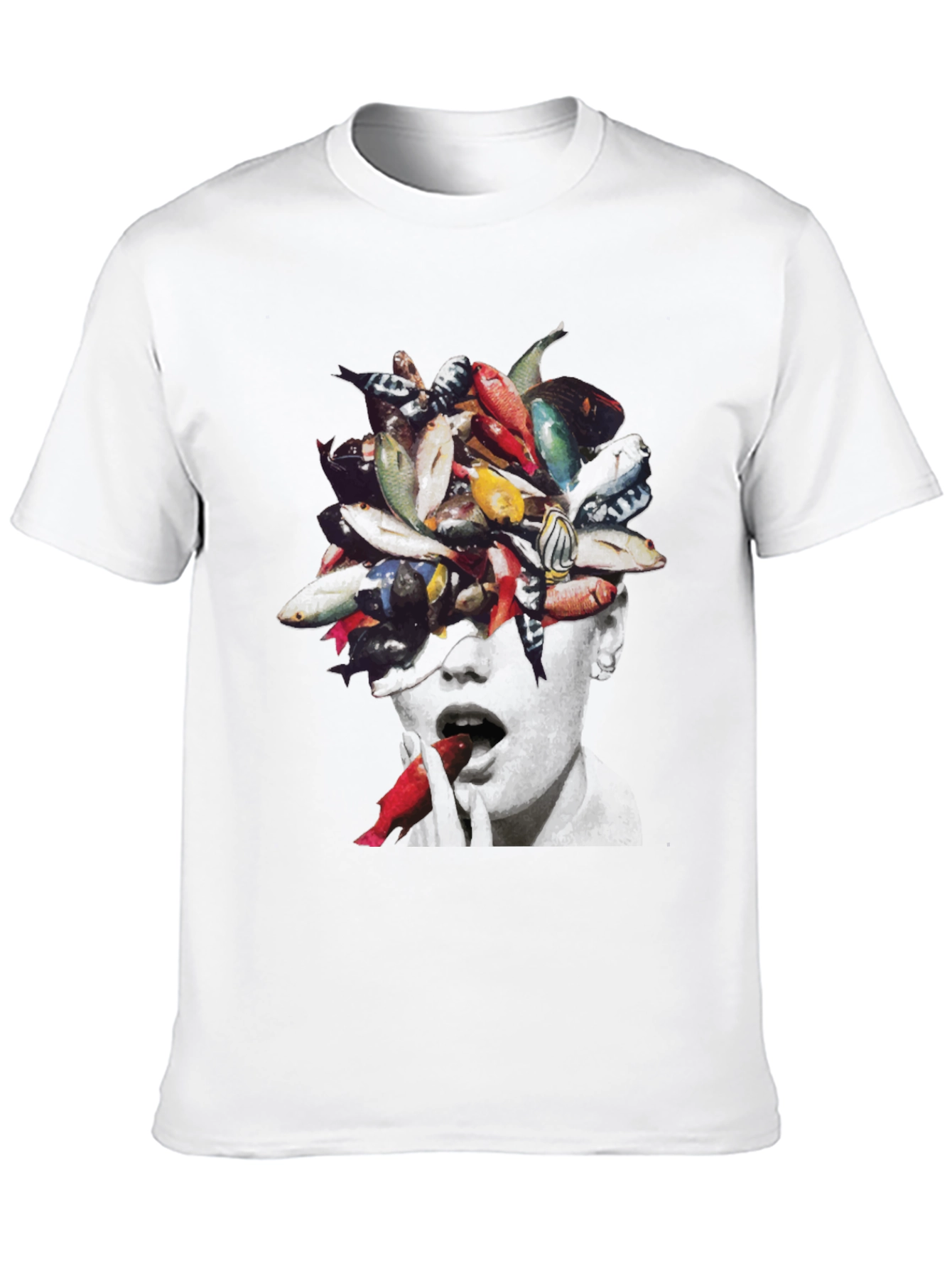 Surreal Fish Head Graphic T-Shirt - Unique Art Tee