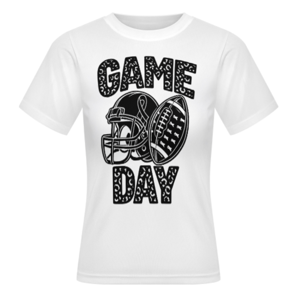 Game Day Leopard Football Helmet Breast Cancer Awareness Graphic Tee | Sports Fan Shirt(z1194)