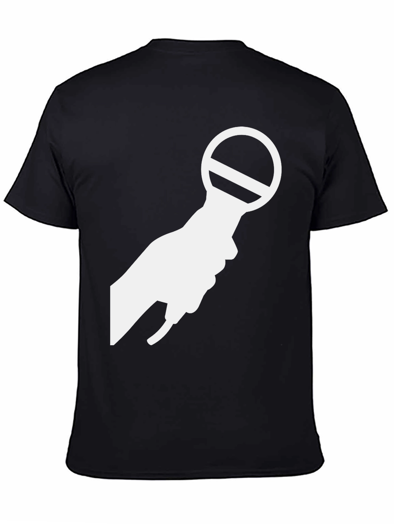Black T-Shirt with White Microphone Graphic