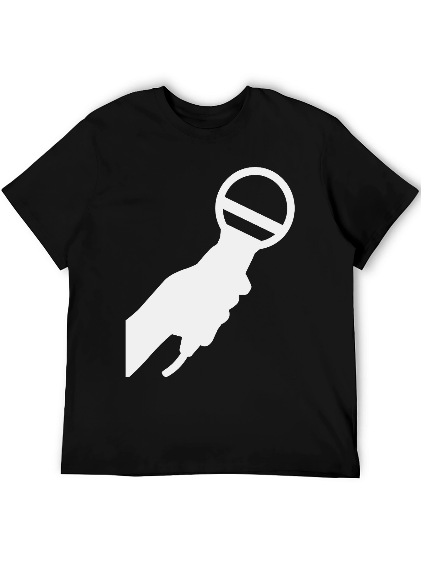 Black T-Shirt with White Microphone Graphic