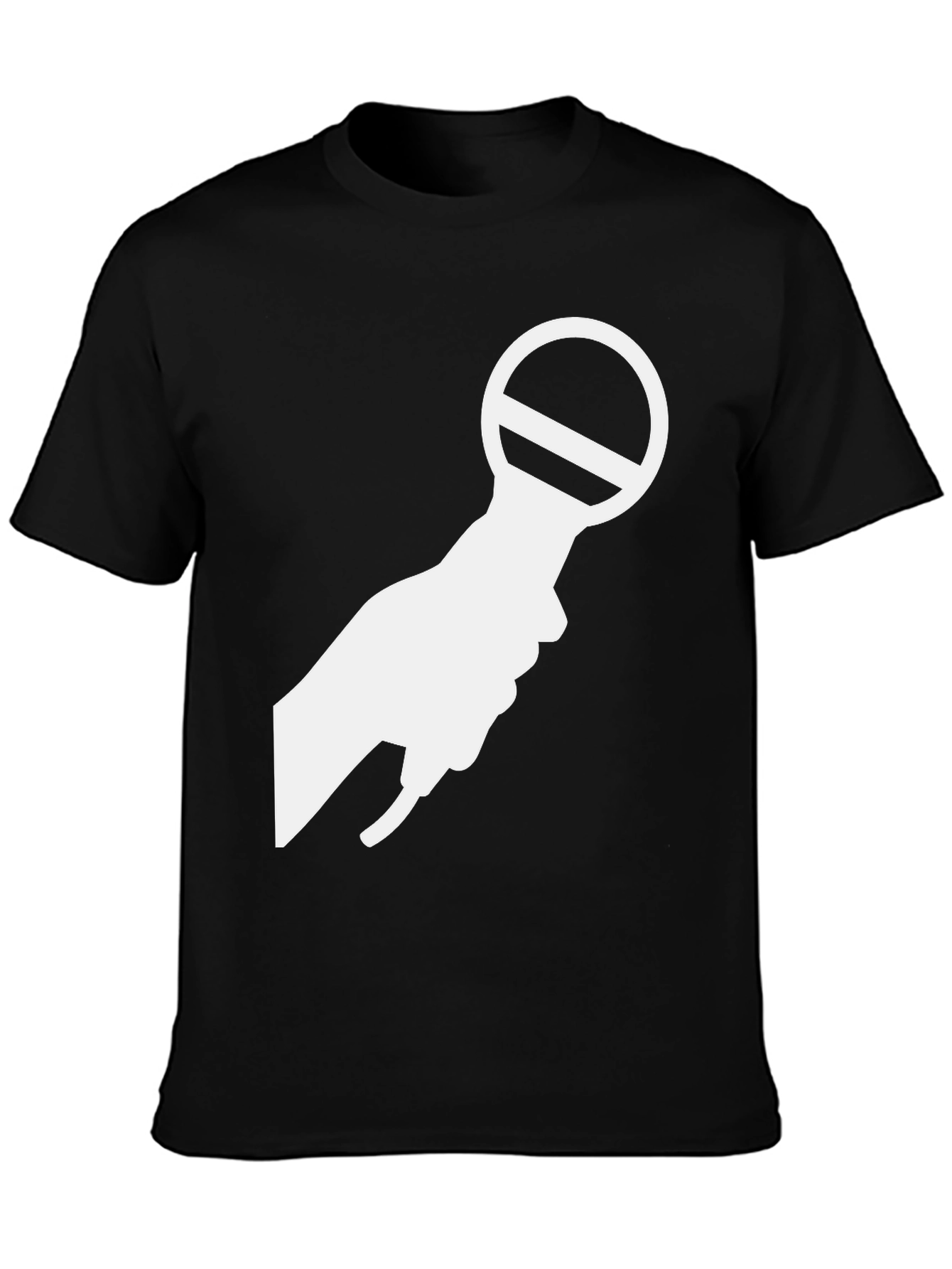 Black T-Shirt with White Microphone Graphic