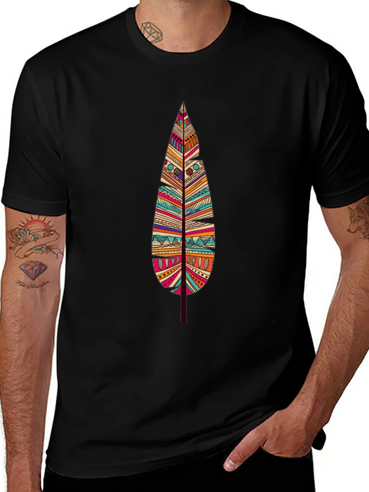 Feather Graphic Print Black T-Shirt