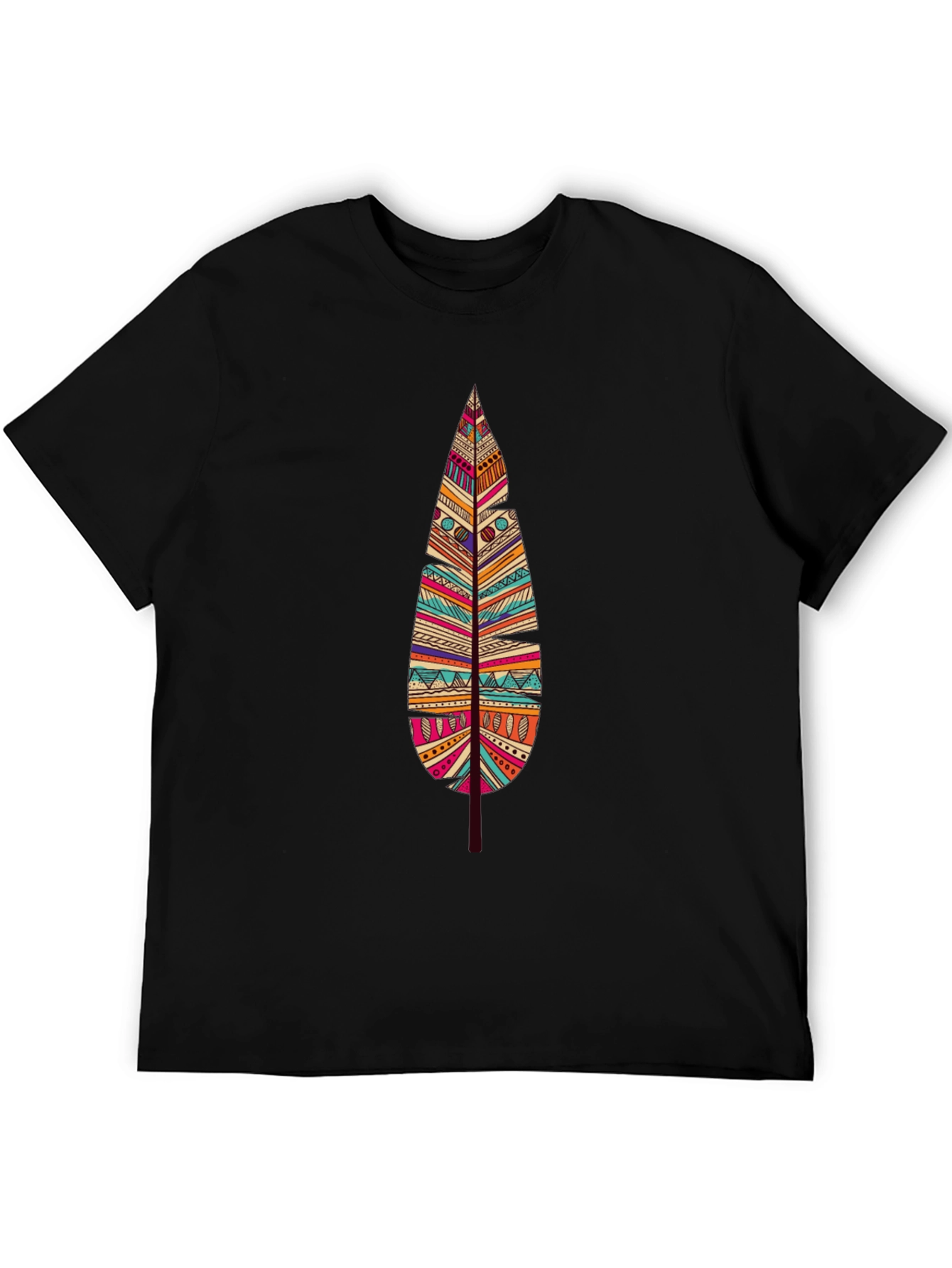 Feather Graphic Print Black T-Shirt