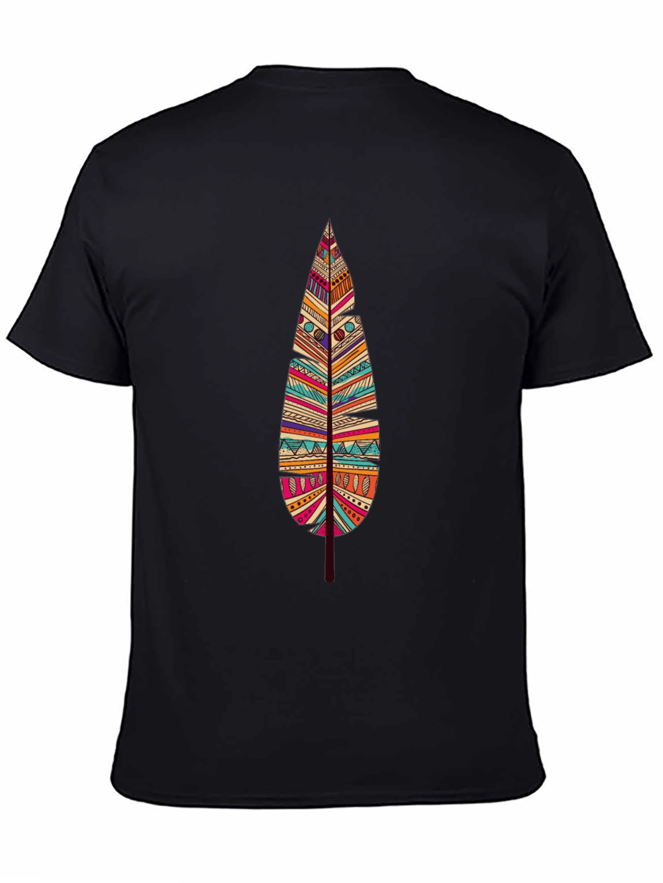 Feather Graphic Print Black T-Shirt