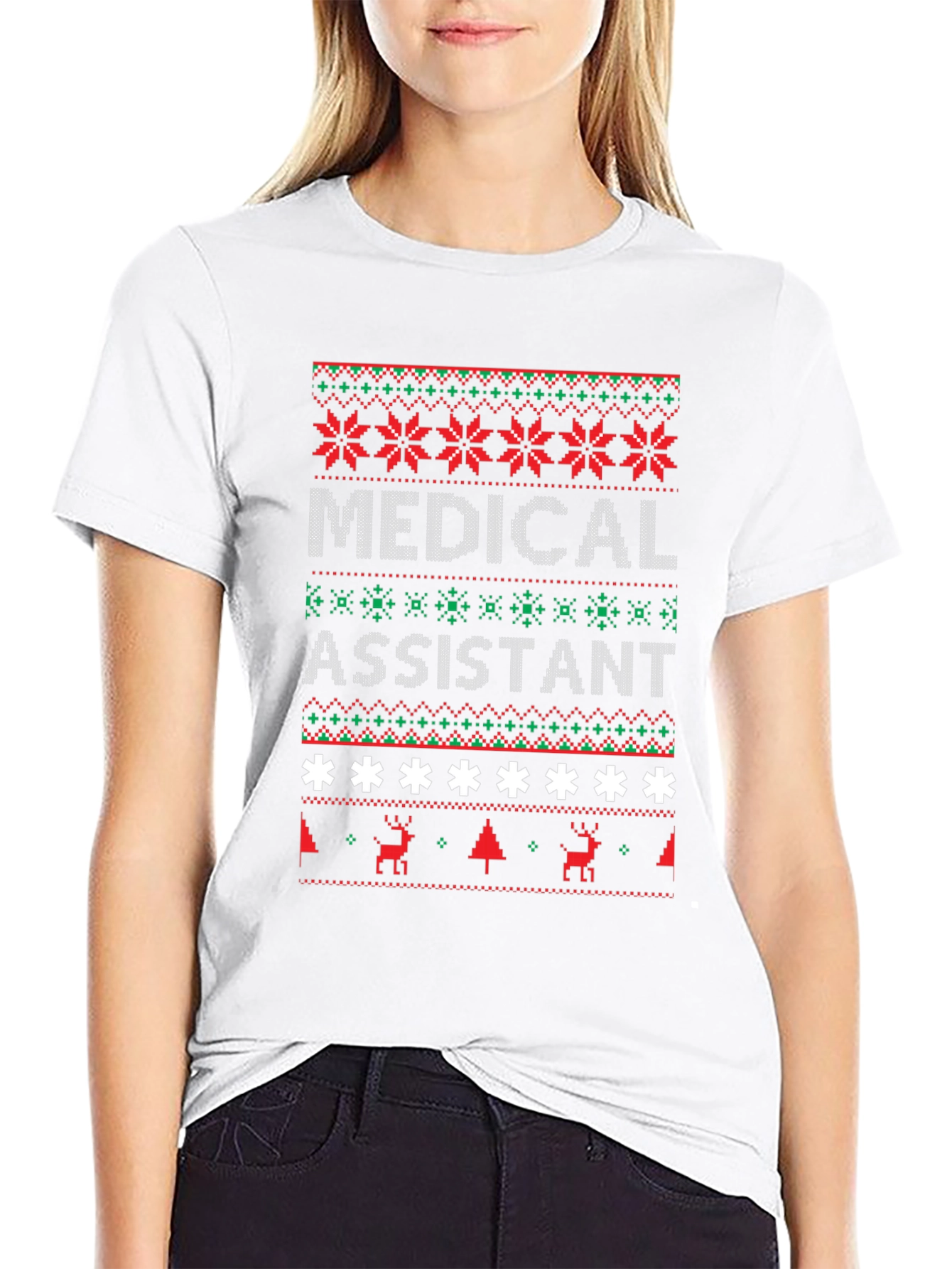 Medical Assistant Ugly Christmas Sweater Style T-Shirt