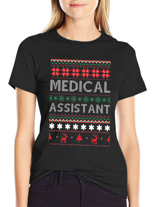 Medical Assistant Ugly Christmas Sweater Style T-Shirt