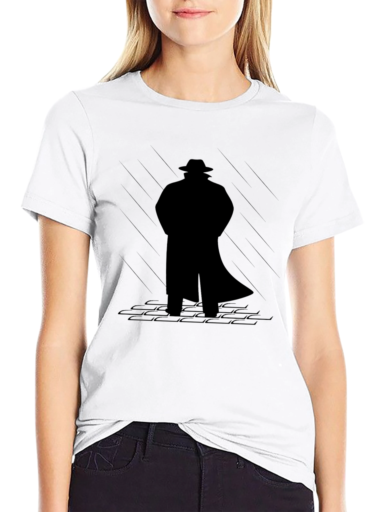Noir Detective Silhouette Tee - Classic Style