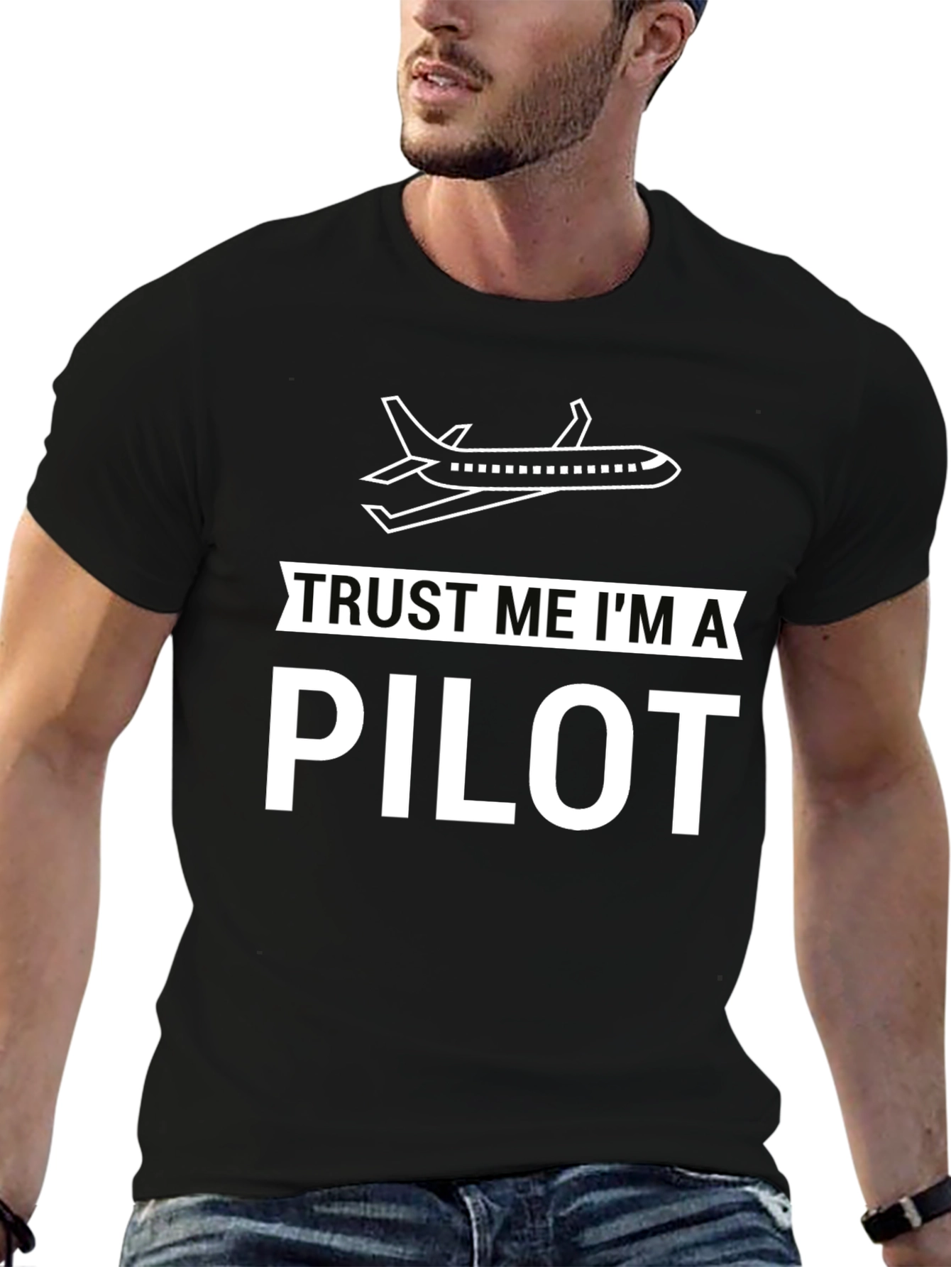 Trust Me Im a Pilot Black Graphic T-Shirt